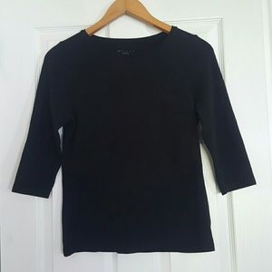 ❤ E.L.I. womens black pima cotton top shirt Sz 2
